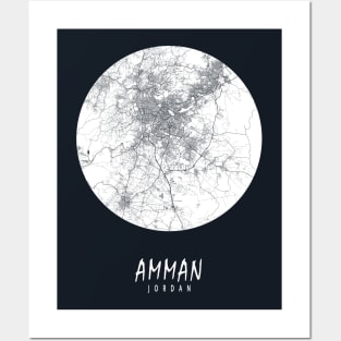 Amman, Jordan City Map - Full Moon Posters and Art